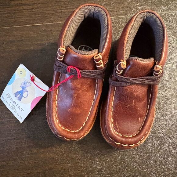 Ariat Other - Ariat Toddler Boys Lil'‎ Stomper Brown Dress Shoes Lace Up NWT size 4 toddler